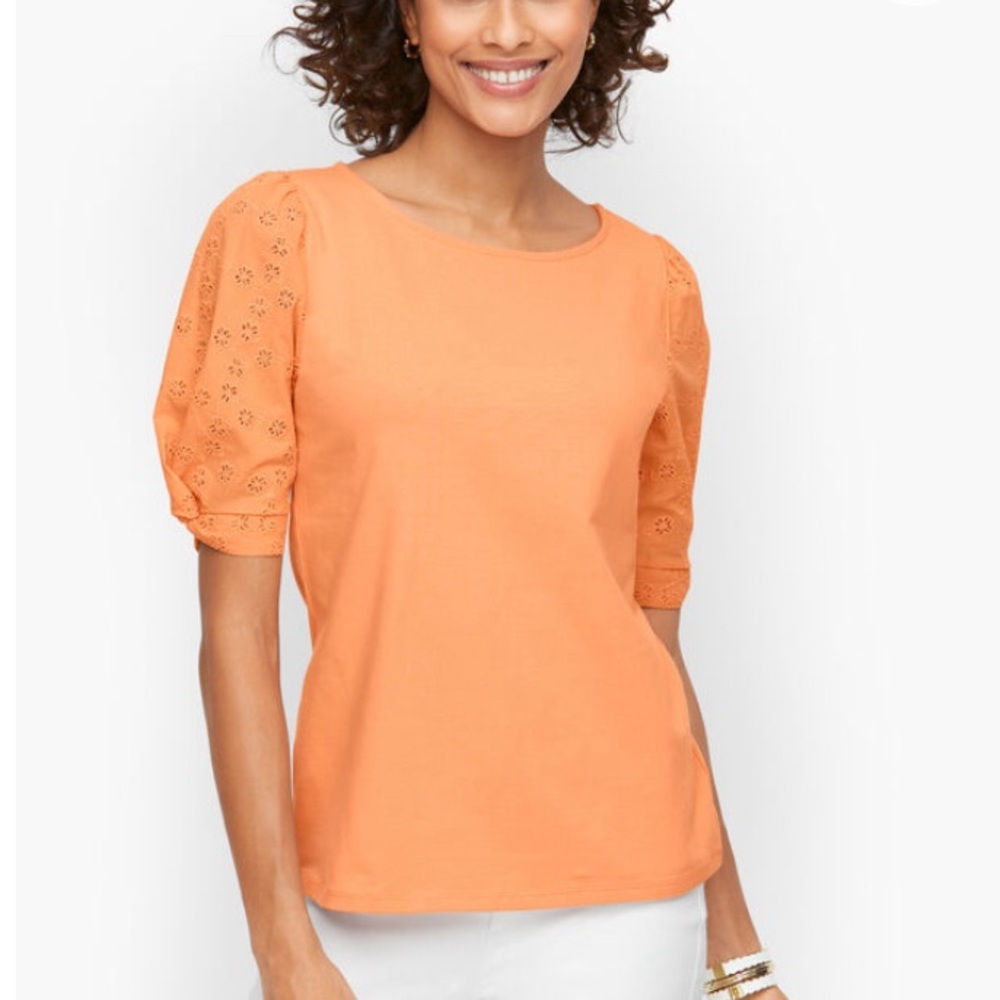 Eyelet Sleeve Ballet Neck Tee size M from Talbots